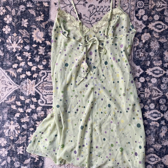 NWT Victoria Secret Sheer Green Polka Dot Slip Dress - Picture 4 of 6